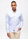 Back and Bond Slim Fit Düğmeli Yaka Düz Açık Mavi Erkek Gömlek B33W20051