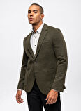 Back and Bond Slim Fit Haki Erkek Düz Ceket B33W50013