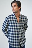Lacivert Regular Fit Pamuklu Ekoseli Gömlek B33W20006