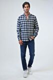 Lacivert Regular Fit Pamuklu Ekoseli Gömlek B33W20006