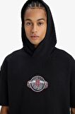 DeFactoFit NBA Houston Rockets Oversize Geniş Kalıp Kapüşonlu Sırt Baskılı Kısa Kollu Tişört D9898AX25SPBK81