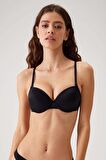 2'li Ekonomik Paket Siyah-beyaz 6015 Milan Push Up Dolgulu Micro T-shirt Sütyen Seti Slip Hediyeli