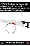 Parti Etkinlik Cadılar Bayramı Eğlenceli Kafaya Saplanan Kanlı Testere Halloween Gerçekçi Şaka Tacı