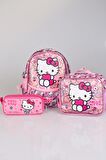 YENİ SEZON LİSANSLI HELLO KITTY'NIN PIRILTILI DÜNYASI ÖZEL KOLEKSİYON ANAOKUL,BESLENME VE KALEM ÇANTASI 3'LÜSÜ 