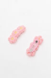 Amigurumi Toka Çiçek İşlemeli Pembe Örgü Toka Çıtçıt Toka (2 Adet)