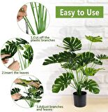 Yapay Çiçek Demet Monstera 18 Dal 70 cm Salon Çiçeği Yapay Bitki