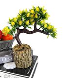 Bonsai Dekoratif Yapay Ağaç Sarı Kozalaklı Sedir Ağacı Bonzai 30CM