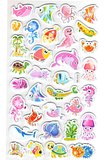 Sticker Eva Kabartmalı Stiker Çıkartma Defter Etiket (XK012) 14x24 cm - Tropik Renkli Balıklar