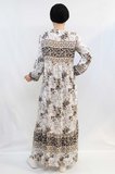Moda Çizgi Etnik Desen Elbise Bej EKRU