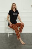 Moda Çizgi Aile Penye Pijama Takım (anne - kız ) 50118 Ayrı Ayrı Satılır . Fiyatları Farklıdır Siyah Kadın