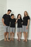 Moda Çizgi Aile Penye Şortlu Pijama Takım (anne - kız ) 50115 Ayrı Ayrı Satılır . Fiyatları Farklıdır Siyah Kadın