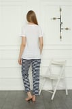 Moda Çizgi Aile Penye Pijama Takım (anne - kız ) 50113 Ayrı Ayrı Satılır . Fiyatları Farklıdır Beyaz Kadın