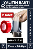 Premium Nano Teknoloji Güçlü Tamir Cam İç Dış Mekan Montaj Çift Taraflı Şeffaf Bant 1.5 Mt X 2 Adet