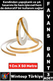 Uzun Ömürlü Kendinden Yapışkanlı Karo Zemin Fayans Derz 1 Cm X 50 Metre Gold Şerit Bant 3 Adet