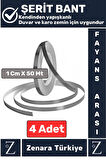 Premium Güçlü Kendinden Yapışkanlı Su Geçirmez Fayans Arası Şerit Derz Bant 1 Cm X 50 Metre 4 Adet