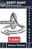 Premium Güçlü Kendinden Yapışkanlı Su Geçirmez Fayans Arası Şerit Derz Bant 1 Cm X 50 Metre 5 Adet