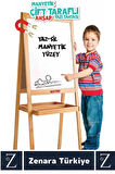 Premium Kalem Silgi Tebeşir Çift Taraflı Manyetik Kara Tahta Ayaklı Ahşap YAZI TAHTASI 110 X 45 Cm