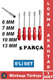 Premium Ergonomik Kaymaz Kauçuk Sap Lokma Anahtar Tornavida 6/7/8/10/13/mm 5'li SET