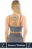 Premium Göğüs Toparlayan Sarkma Önleyen Gündelik Spor Kullanım İnce Askı Pedli Çizgili Crop Büstiyer