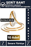 Premium Kendinden Yapışkanlı Su Geçirmez Fayans Arası GOLD Şerit Derz Bant 0.5 Cm X 50 Metre 10 Adet