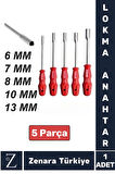 Ergonomik Kaymaz Kauçuk Sap Tamir Montaj Somun 6/7/8/10/13/mm Tornavida LOKMA ANAHTAR 5'li SET