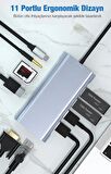 Coofbe 100W 11in1 Multifonksiyonlu Type-C Hub Type-C Hub Dönüştürücü Çoğaltıcı RJ45 HDMİ VGA USB3.0 