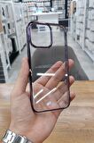 iPhone 15 Pro Max Kılıf Kamera ve Lens Korumalı Şeffaf Renkli Çerçeveli Sert PC Lüx Kapak 