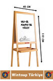 Kalem Silgi Tebeşir Çift Taraflı Manyetik Kara Tahta Tasarım Ayaklı Ahşap YAZI TAHTASI 110 X 45 Cm