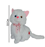 Peluş Sesli Beyaz Miyavlayan Van Kedisi 33 cm Kedi