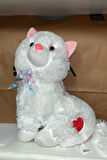 Peluş Sesli Beyaz Miyavlayan Van Kedisi 33 cm Kedi