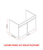Karen Banyo Ege 80 Cm Lavabolu Alt Banyo Dolabı, Kapaklı Banyo Alt Dolabı,Seramik Lavabo Dahil