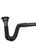 Karen Banyo Krom Süzgeçli Körüklü Lavabo Mutfak Sifonu Lavabo Gider Borusu 70 cm 1.Kalite Gri