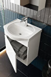 Karen Banyo Fulya 50 Cm Mdf Lavabolu Aynalı Banyo Dolabı Seti Seramik Lavabo Dahil Beyaz Mdf