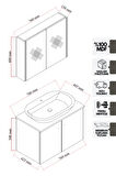 Karen Banyo Mimoza 80 Cm Tezgahlı, Aynalı Banyo Dolabı Seti, Seramik Lavabo Dahil, Beyaz, Mdf
