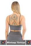 Göğüs Toparlayıcı Sarkma Önleyen Gündelik Spor Kullanım Şık İnce Askılı Pedli Çizgili Crop Büstiyer