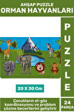 Premium Eğlenceli Eğitici Görsel Algı Problem Çözme Becerisi Çocuk Puzzle 24 Parça ORMAN HAYVANLARI