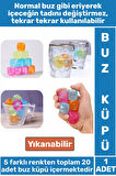 Yıkanabilir Tekrar Kullanılabilir Buzluk Banyo Havuz Kokteyl Serinlik Pratik Renkli Buz Küpü 20Adet