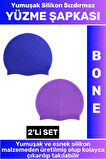 Özel Üretim Su Geçirmez Elastik Yumuşak Yüzücü Havuz Deniz Yüzme Şapkası Silikon Bone 2'Li SET