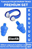 Premium Set Elastik Yumuşak Havuz Deniz Su Sızdırma Gürültü Önleyici KULAK BURUN TIKACI SETİ