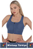 Özel Üretim Göğüs Toparlayıcı Sarkma Önleyen Spor Gündelik Kullanım Fermuarlı Şık Crop Büstiyer