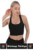 Özel Üretim Göğüs Toparlayıcı Sarkma Önleyen Spor Gündelik Kullanım Fermuarlı Şık Crop Büstiyer