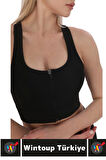 Özel Üretim Göğüs Toparlayıcı Sarkma Önleyen Spor Gündelik Kullanım Fermuarlı Şık Crop Büstiyer