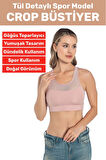 Özel Üretim Göğüs Toparlayıcı Sarkma Önleyen Spor Gündelik Kullanım Tül Detay Çok Şık Crop Büstiyer