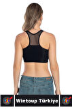 Özel Üretim Göğüs Toparlayıcı Sarkma Önleyen Spor Gündelik Kullanım Tül Detay Çok Şık Crop Büstiyer