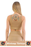 Göğüs Toparlayıcı Sarkma Önleyen Gündelik Spor Kullanım Şık Kalın Askılı Çizgili Crop Büstiyer