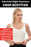 Göğüs Toparlayıcı Sarkma Önleyen Gündelik Spor Kullanım Şık Kalın Askılı Çizgili Crop Büstiyer
