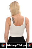 Göğüs Toparlayıcı Sarkma Önleyen Gündelik Spor Kullanım Şık Kalın Askılı Çizgili Crop Büstiyer