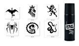 Kral Aslan Spray Tattoo Geçici Siyah Sprey Dövme Seti 