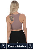 Yüksek Kaliteli Sarkma Önleyen Göğüs Toparlayıcı Spor Gündelik Kullanım Fermuarlı Şık Crop Büstiyer