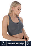 Yüksek Kaliteli Sarkma Önleyen Göğüs Toparlayıcı Spor Gündelik Kullanım Fermuarlı Şık Crop Büstiyer
